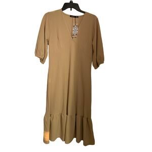 Boohoo NWT Puff Sleeve Plunge Stone Dress Size 16 Women's